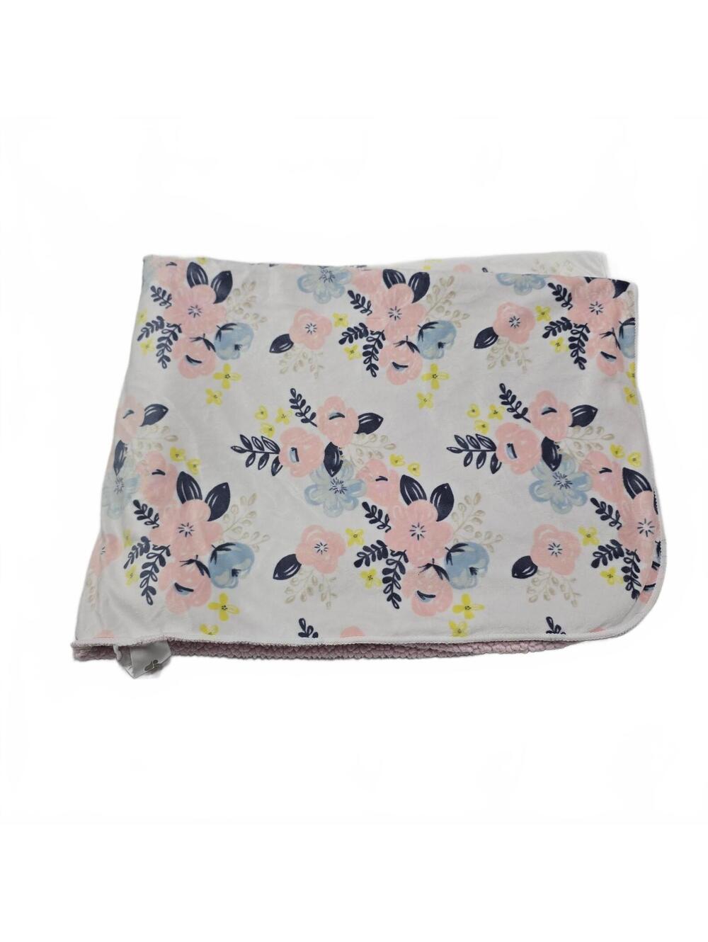 Just Born Pink Blue White Flower Floral Baby Girl Blanket Sherpa Plush Soft